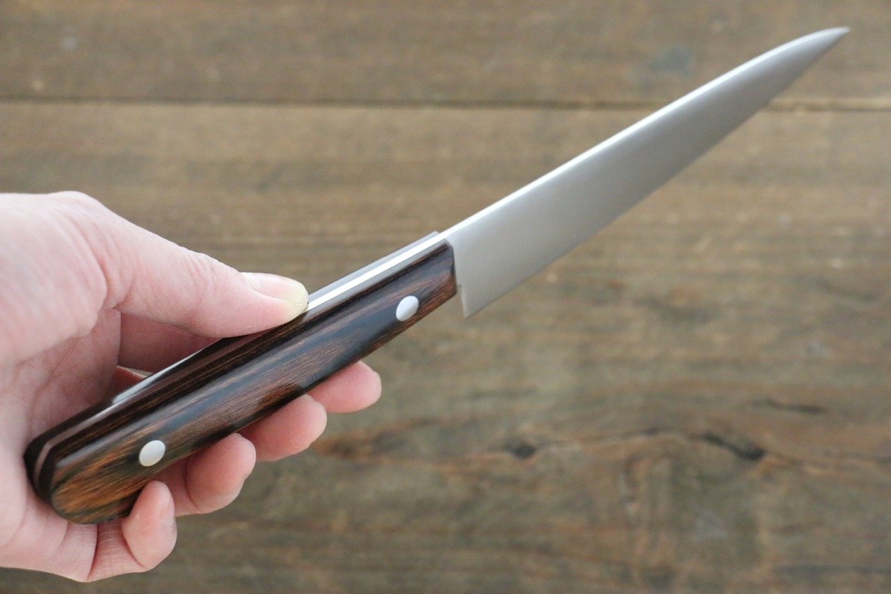 Premium Iseya Molybdenum Petty Utility Knife 120mm with Mahogany Handle - Perfect for Slicing, Peeling & Precision Kitchen Tasks