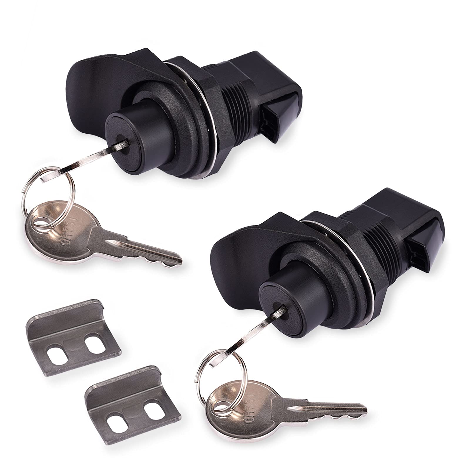 2-Pack Plastic Push Button Latches - Locking Push to Close Fasteners for Marine Boat Box, Glove Box, Radio & Electronic Enclosures (0.0