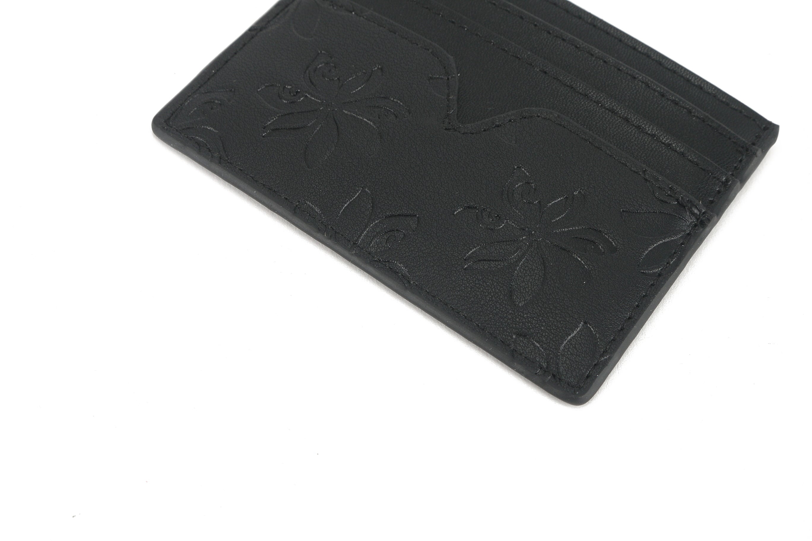 Meilany Tiare Embossed Black Leather Credit Card Holder - Slim RFID Blocking Wallet for Women & Men | Perfect for Travel, Business & Everyday Use