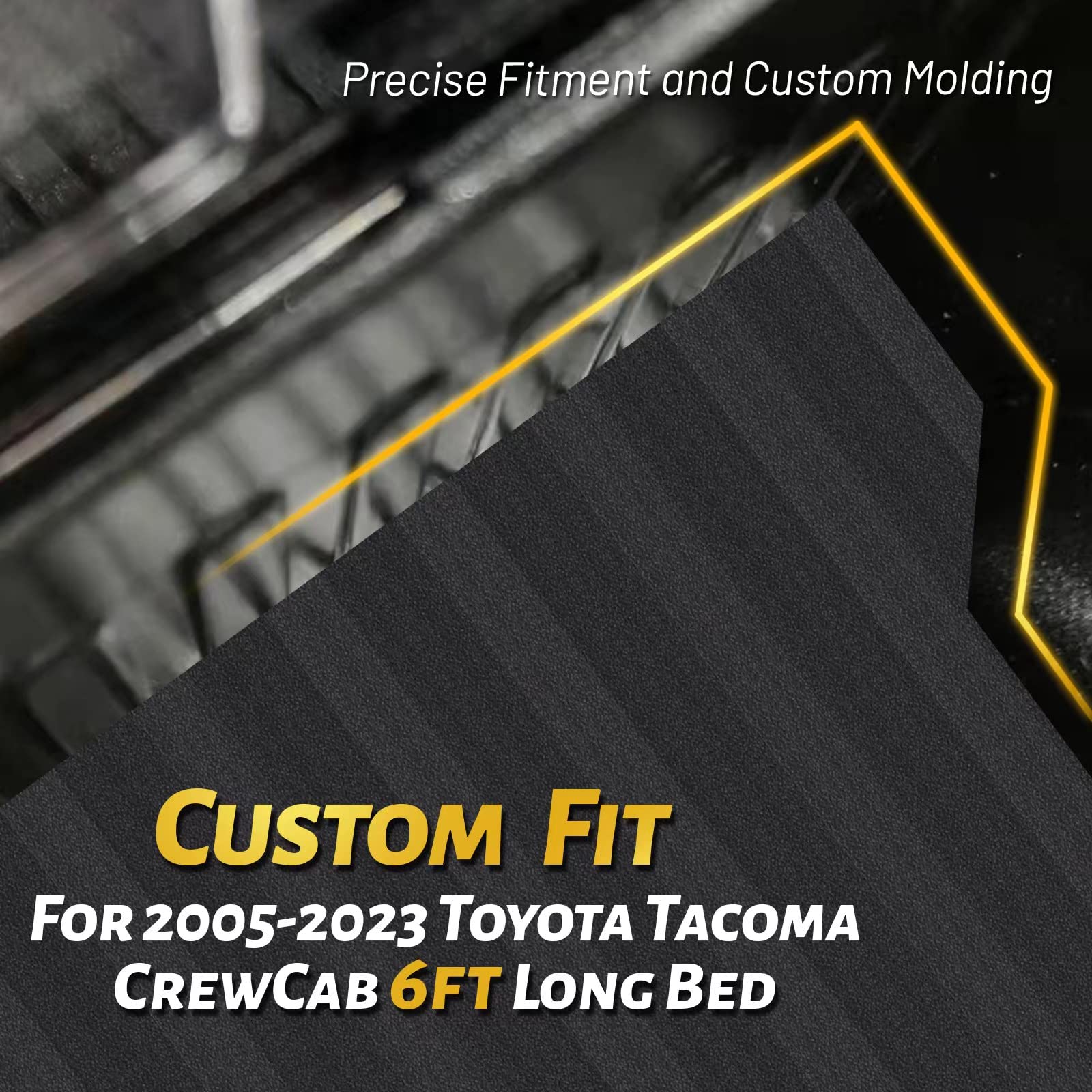 Heavy Duty Rubber Truck Bed Mat for 2005-2023 Toyota Tacoma 6ft Bed - Extra Thick, Black, Custom Fit Bed Liner | Durable Protection for Hauling, Off-Roading & Work Trucks