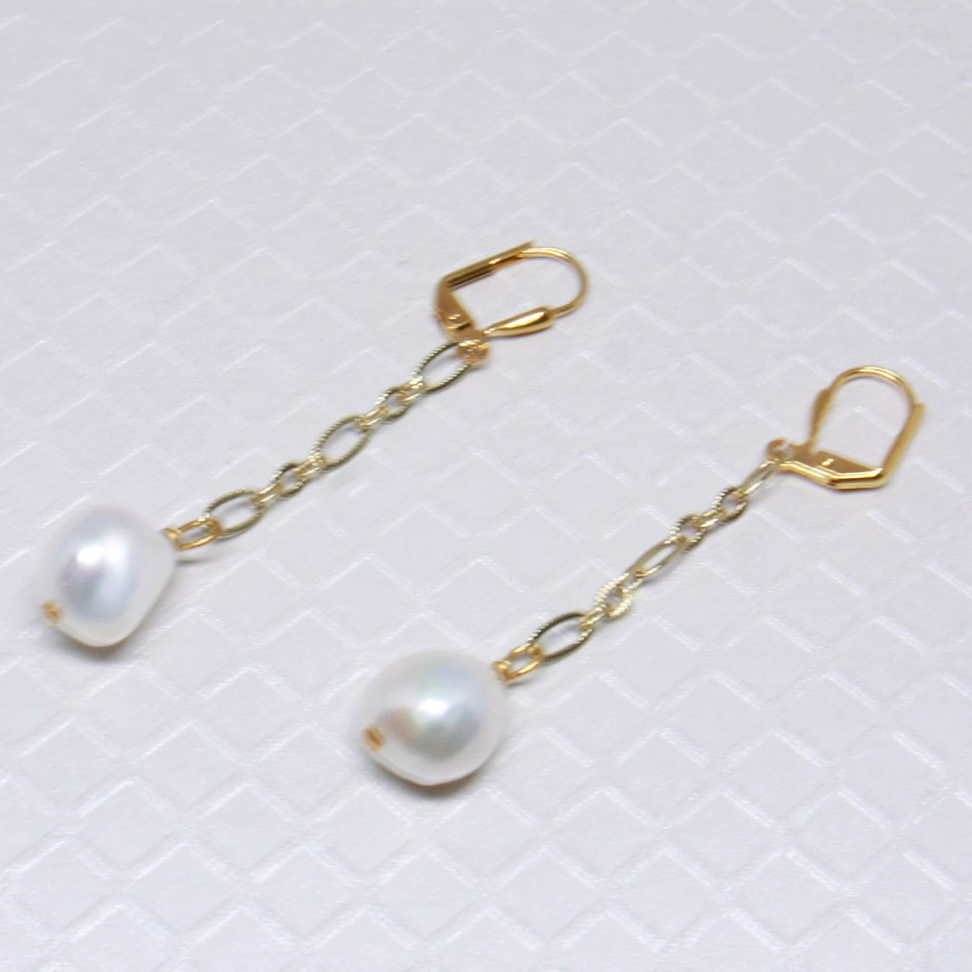 Handmade Freshwater Baroque Pearl Earrings with Gold Chain - Real Pearl Dangle Earrings for Women - Perfect for Weddings, Parties & Everyday Elegance