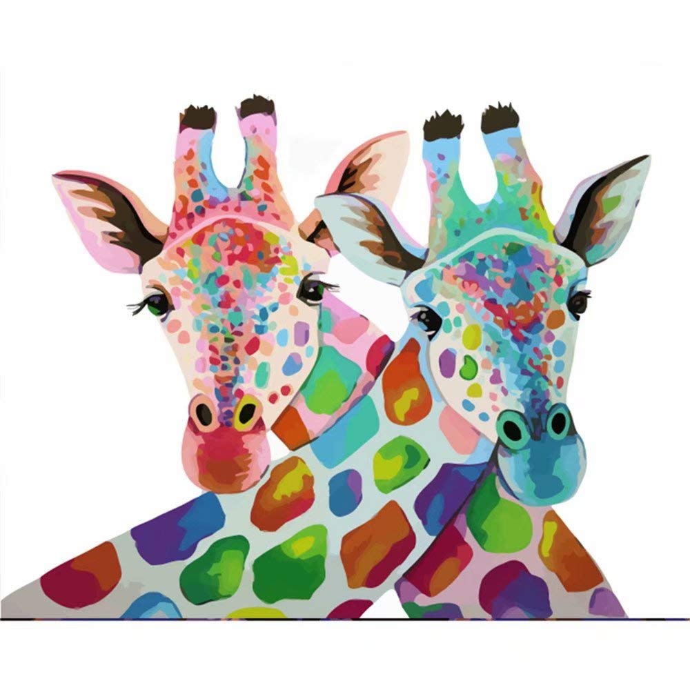 DIY Oil Painting Kit for Adults - Paint by Numbers with Brushes, Colorful Giraffe Art on 40x50 Inch Unframed Canvas | Perfect for Home Decor, Gift Ideas & Stress Relief