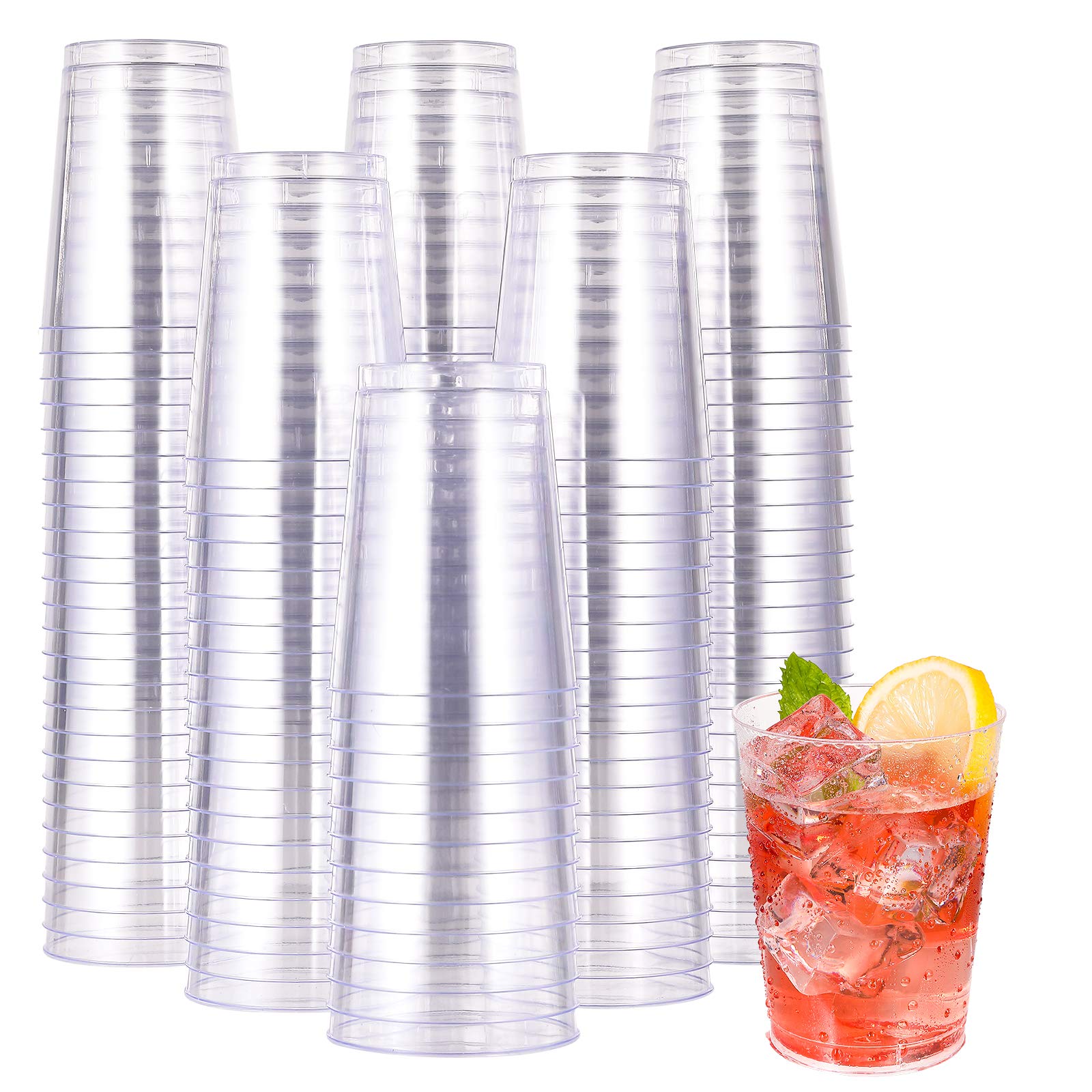 JOLLY CHEF 10 oz Clear Disposable Plastic Cups - 200 Pack Heavy Duty Party Tumblers for Wedding, Thanksgiving, Christmas & Events - Perfect for Beverages, Cocktails, and Party Decorations