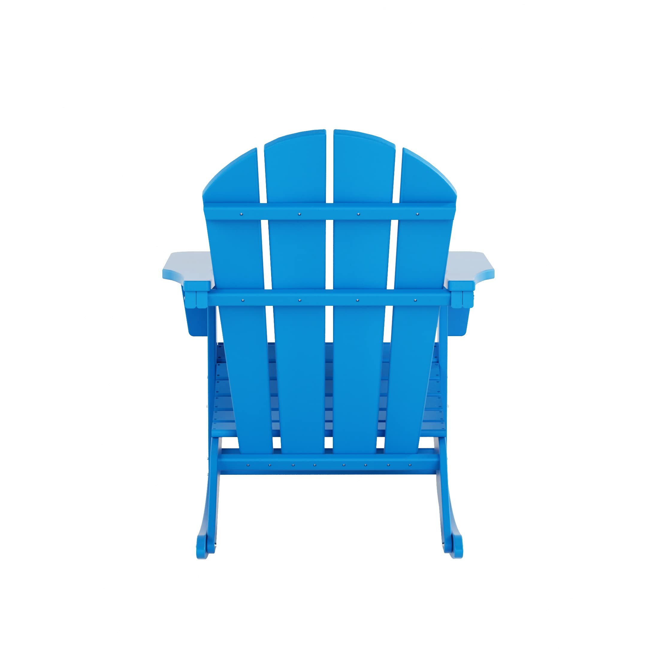 WO Home Furniture 3-Piece Patio Rocking Chair Set - Classic Outdoor Adirondack Rocker Chairs & Table in Pacific Blue - Perfect for Backyard, Garden, Porch & Poolside Relaxation