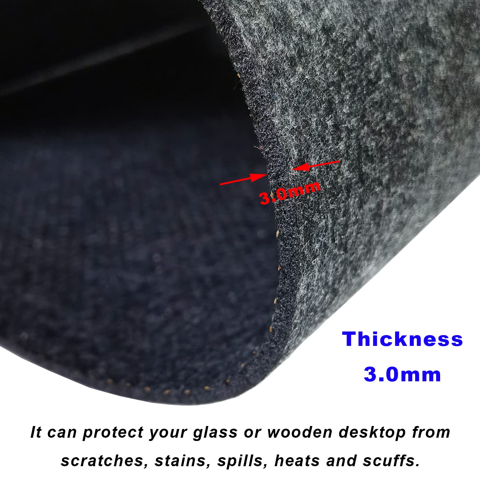 ChuangQi Gaming Mouse Pad - Large Felt Desk Mat for Laptop & Keyboard, 3.0mm Thick Non-Slip Office Table Protector (31.5x15.7in) - Perfect for Gaming, Work & Home Office Setup