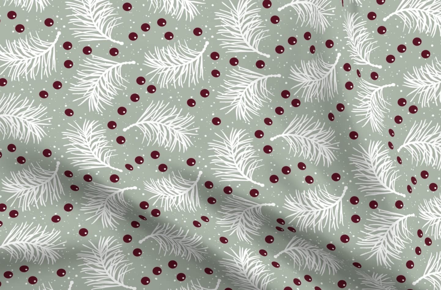 Elegant Holiday Pine Branch Berry Snow Winter Christmas Printed Minky Fabric Fat Quarter - Soft Plush Fabric for Sewing Baby Blankets, Quilt Backing & DIY Crafts - Perfect for Holiday Decorations, Gift Wrapping & Cozy Home Projects