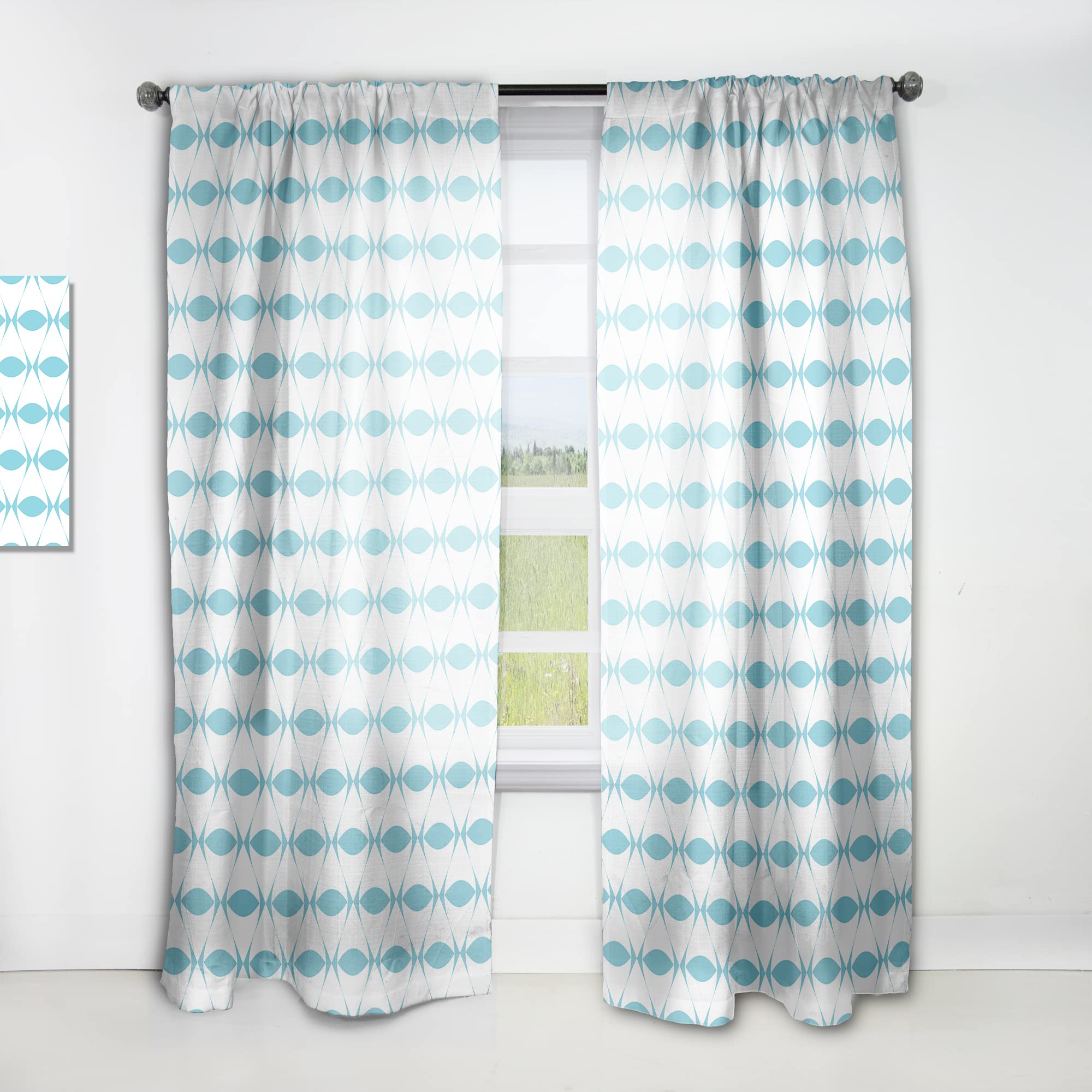 DesignQ Abstract Retro Geometric Pattern Thermal Insulated Curtains - Single Panel 52x84 - Bedroom & Living Room Window Drapes for Energy Saving & Stylish Home Decor