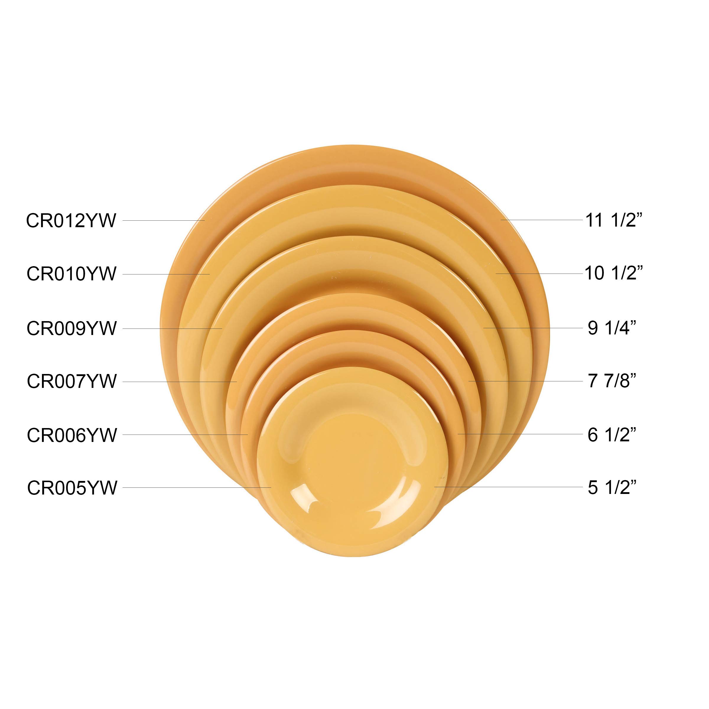 Vibrant Yellow Melamine Dinnerware Set - 9 Inch Round Plates with Wide Rim (Set of 12) - Durable & Stylish for Outdoor Dining, Picnics, and Party Serving