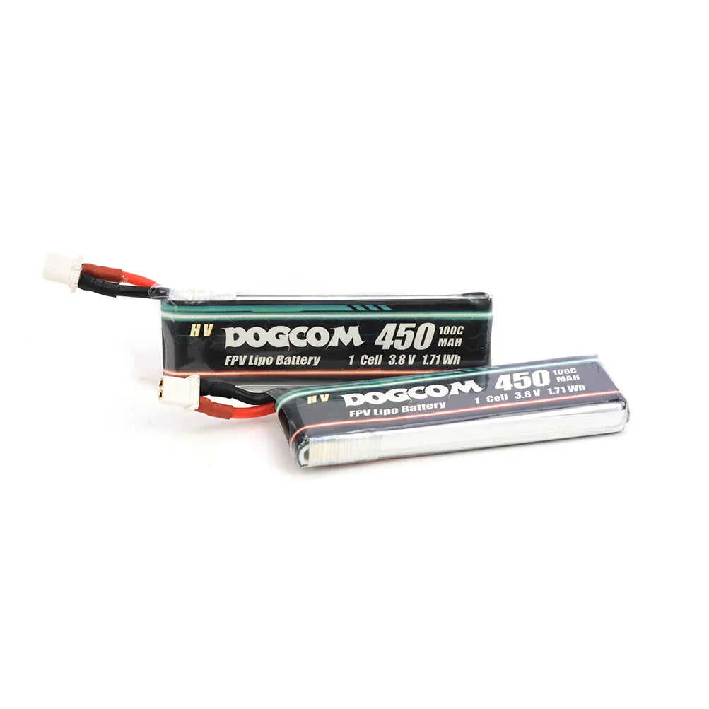 DOGCOM 450mAh 100C 1S 3.8V FPV Lipo Battery BT2.0/PH2.0 Connector - High Performance Drone Battery (4 Pack) for FPV Racing Drones and RC Quadcopters