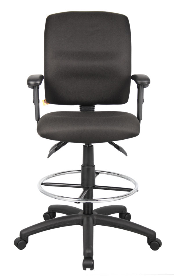 Boss Drafting Stool in Black Fabric - Adjustable Height Office Chair (Models B1635, B1636, B1637) for Home Office, Studio & Drafting Table Workspaces