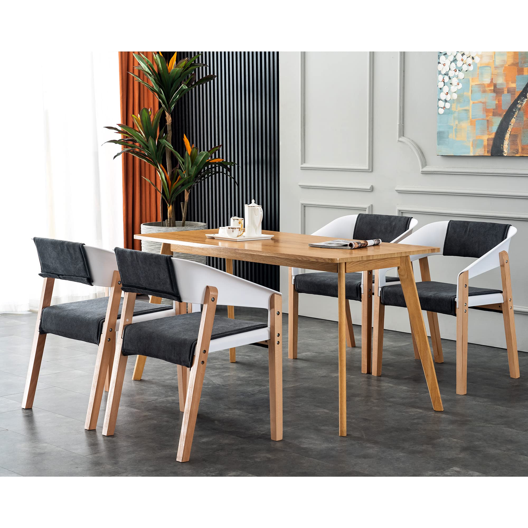 ivinta Patio Dining Chairs Set of 2 - Indoor Outdoor Chairs with Ergonomic Design & Solid Wood Legs for Living Room, Restaurant, Garden - Perfect for Backyard BBQs, Poolside Lounging & Outdoor Entertaining