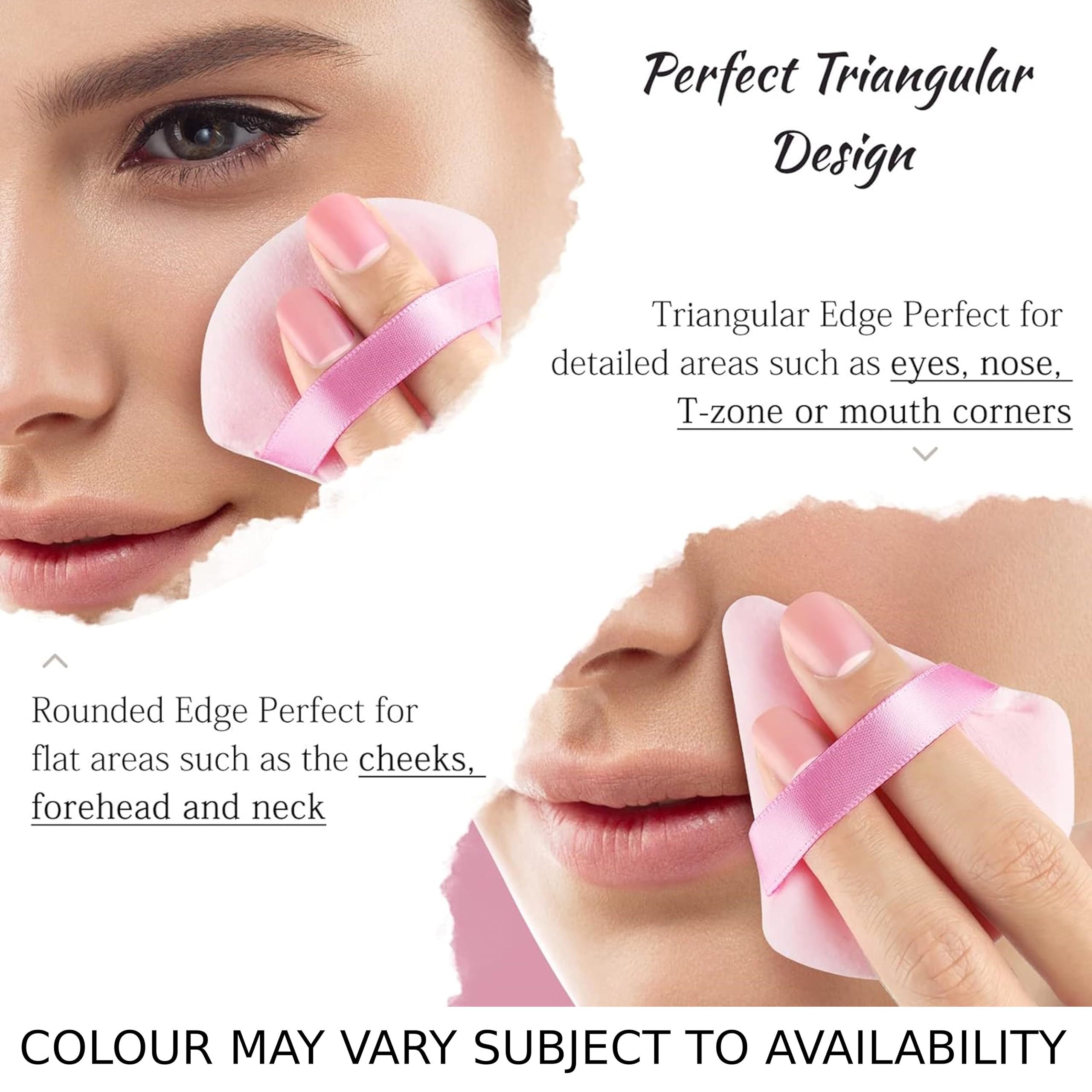 KBEAUTIX Soft Velour Triangle Makeup Powder Puff - Reusable Pressed Powder Applicator for Face & Setting Powder | Perfect for Travel, Touch-Ups & Professional Makeup Application