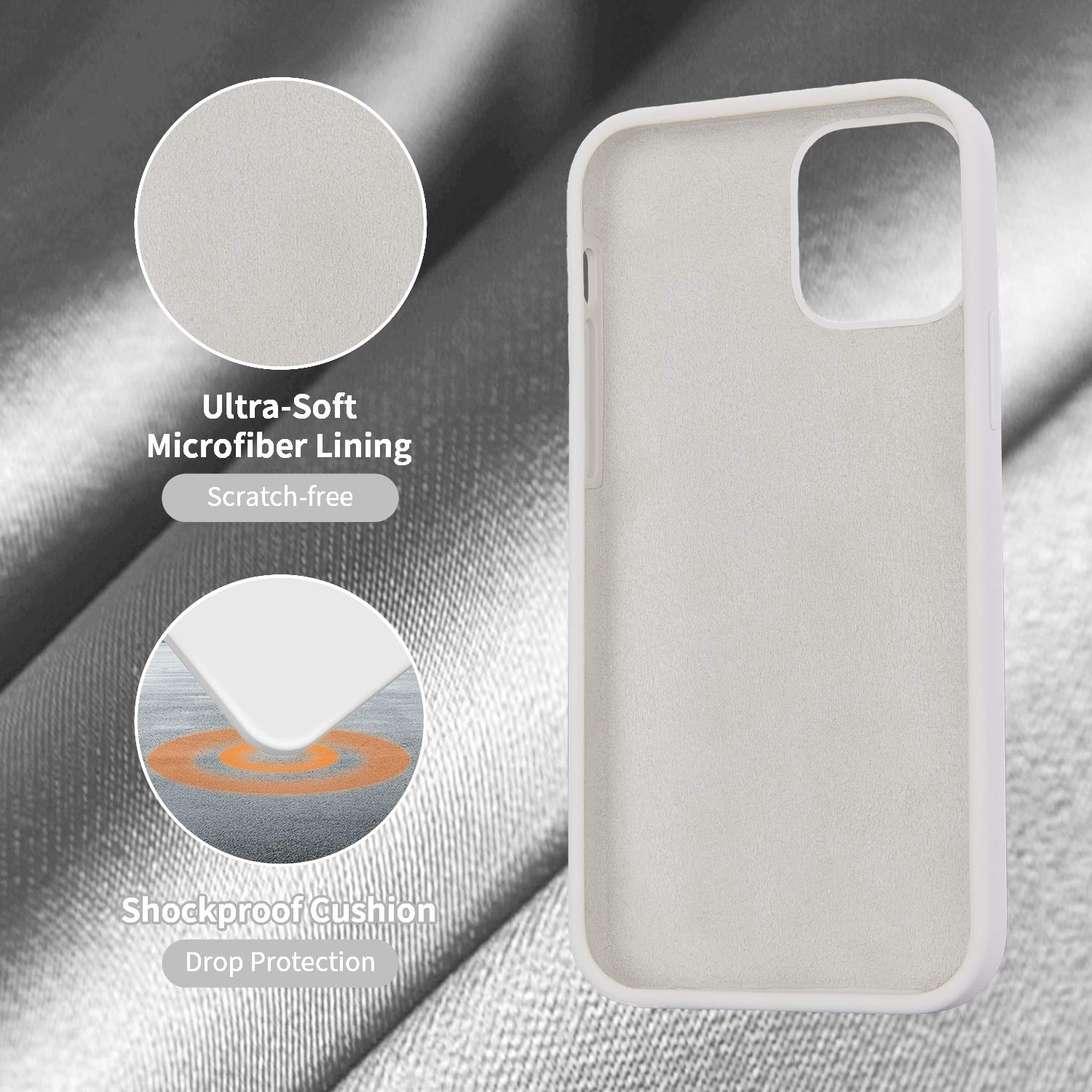 5 in 1 Shockproof iPhone 12/12 Pro Case with 2 Screen Protectors & 2 Lens Protectors - Soft Silicone Cover with Microfiber Lining (White) | Perfect for Daily Protection, Work & Outdoor Activities