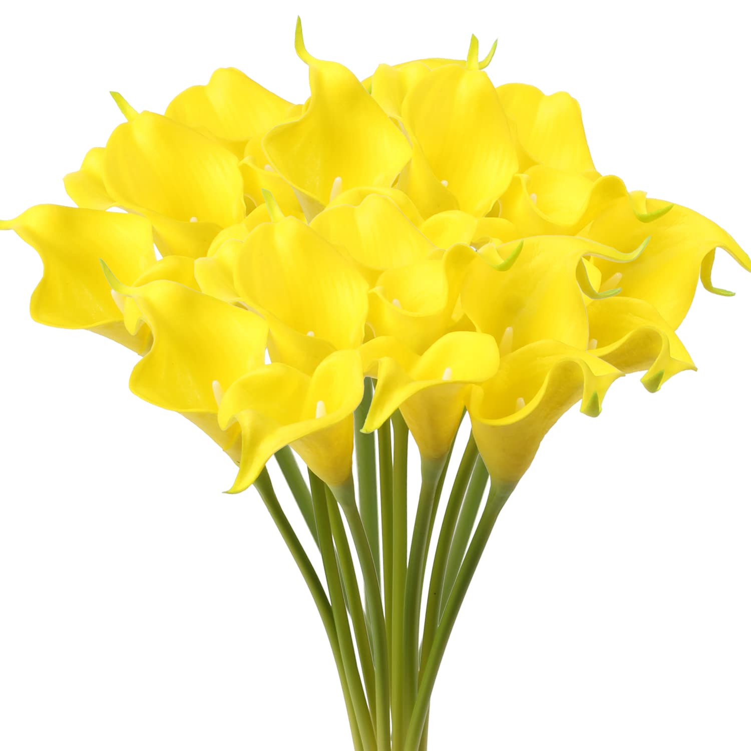 Real Touch Yellow Calla Lily Artificial Flowers - Fake Lily Bouquet for Wedding, Home Decor, Spring & Table Centerpieces - Lifelike Fake Flowers for Vases, Parties & Events