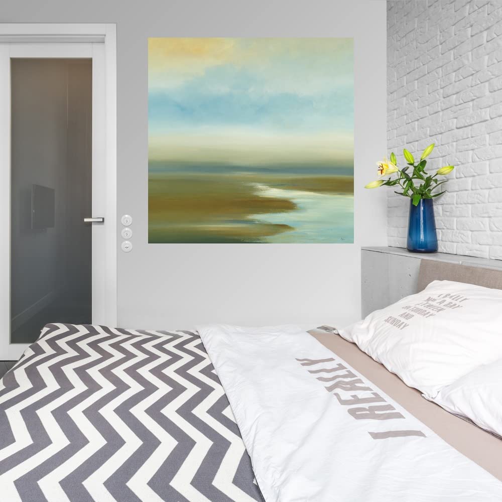 Hand-Painted Water Canvas Wall Art by Lisa Ridgers - 22x22 Inch Ready-to-Hang Fine Art Decor for Living Room, Bedroom, Office & More - Perfect for Home, Office & Commercial Spaces