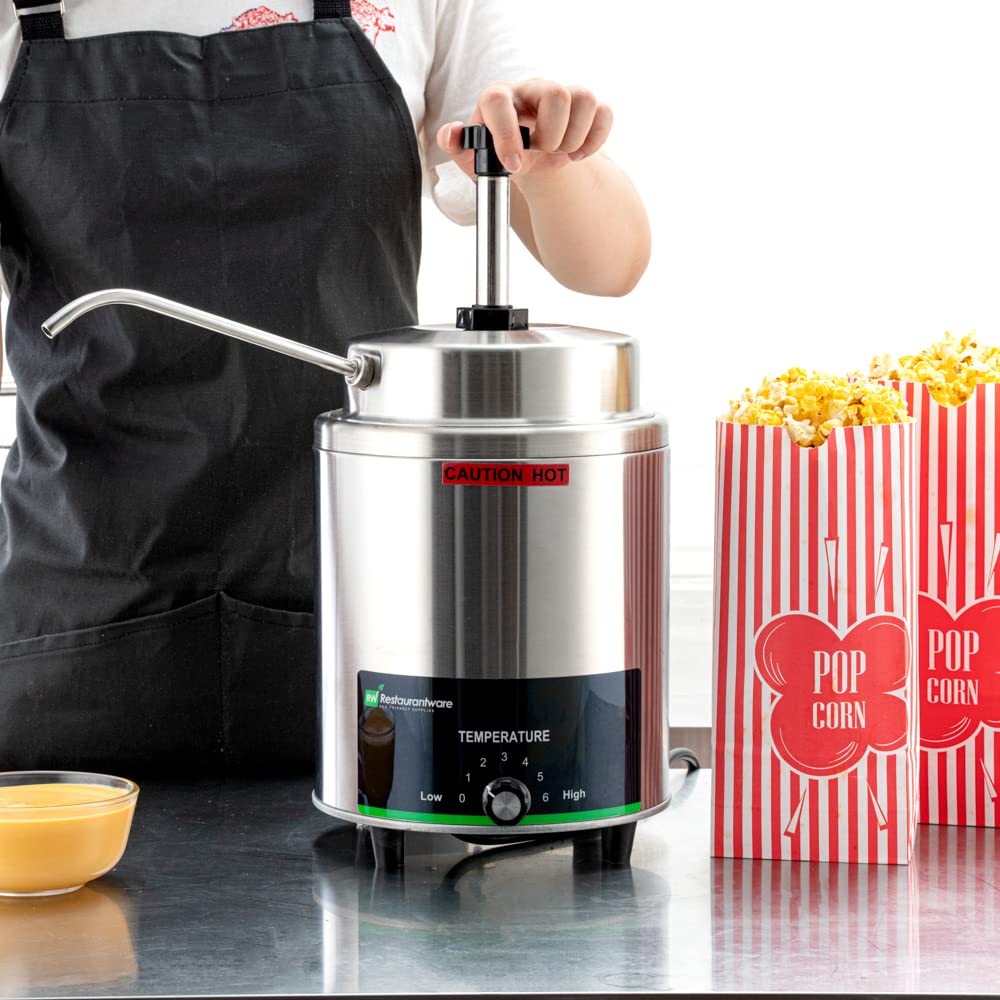 Restaurantware Hi Tek Electric Sauce Dispenser Pump - 3.5-Qt Stainless Steel Condiment Pump with 7 Temperature Settings & Spout | Perfect for Restaurants, Catering, and Home Kitchens