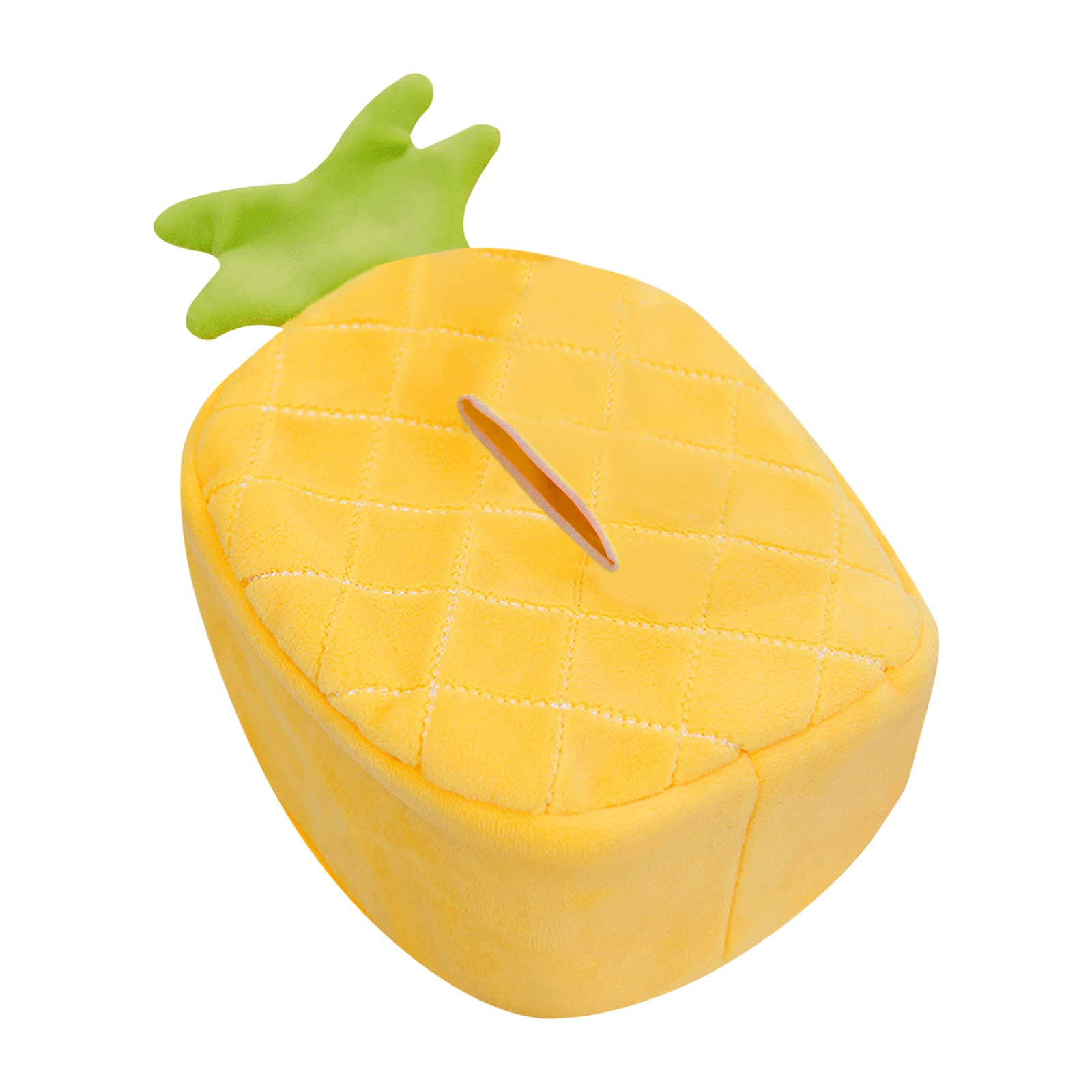 Soft Plush Pineapple Tissue Box Cover - Decorative Rectangular Tissue Holder for Bathroom, Bedroom, Office, Car & Dorm - Yellow | Cute Home Decor & Gift Idea