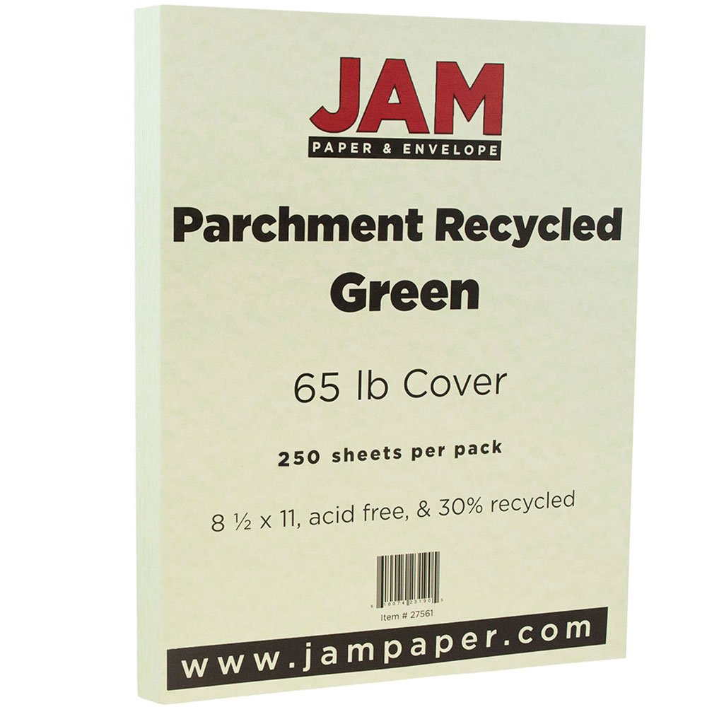 Premium 65lb Parchment Cardstock - 8.5 x 11 Green Recycled Coverstock Paper - 176 GSM - 250 Sheets per Ream - Perfect for Scrapbooking, Invitations & DIY Craft Projects