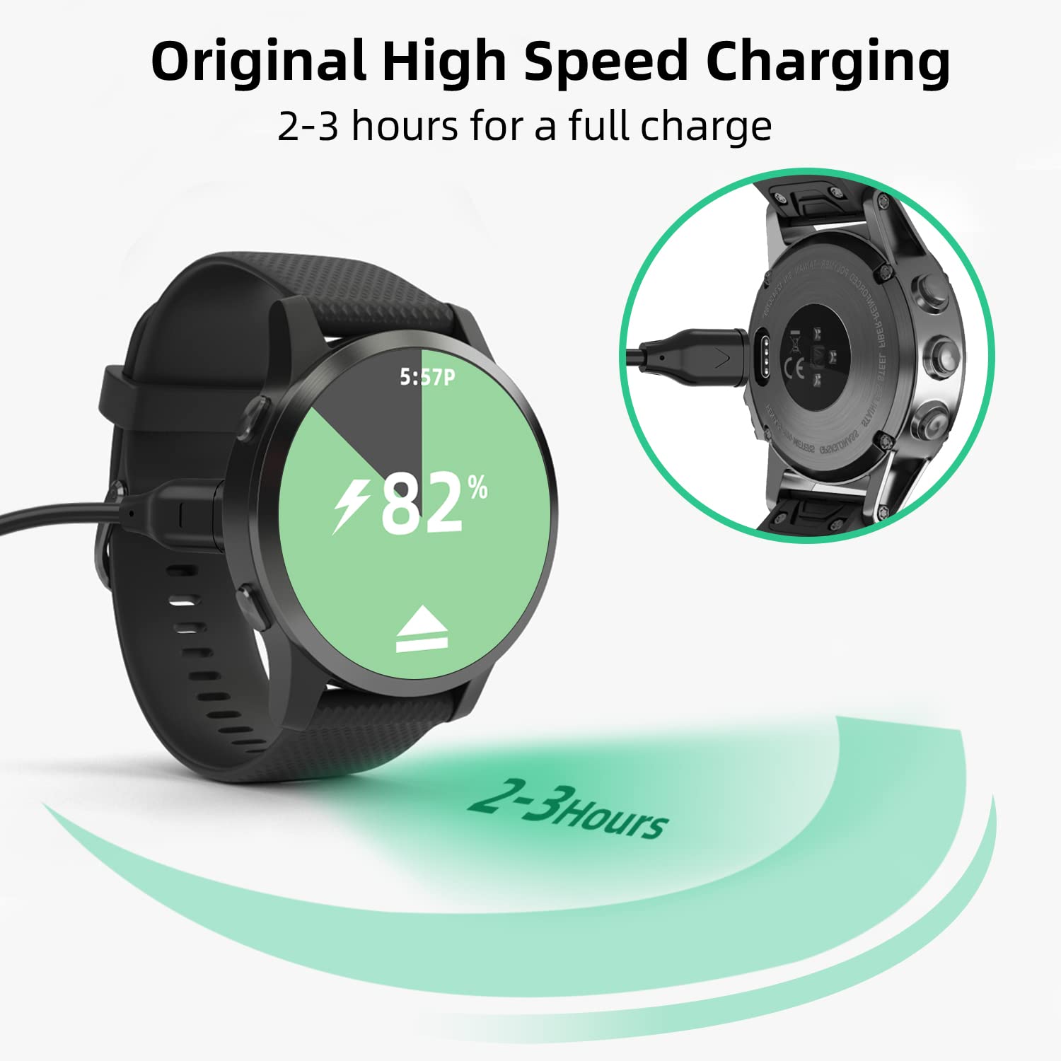 Premium USB C Charger for Garmin Watch - 2 Pack Fast Charging Cable Compatible with Fenix 7/6/5, Forerunner 965/945/245/45, Instinct & More - 3.3FT Sync & Charge Cord - Perfect for Workouts, Travel & Daily Use