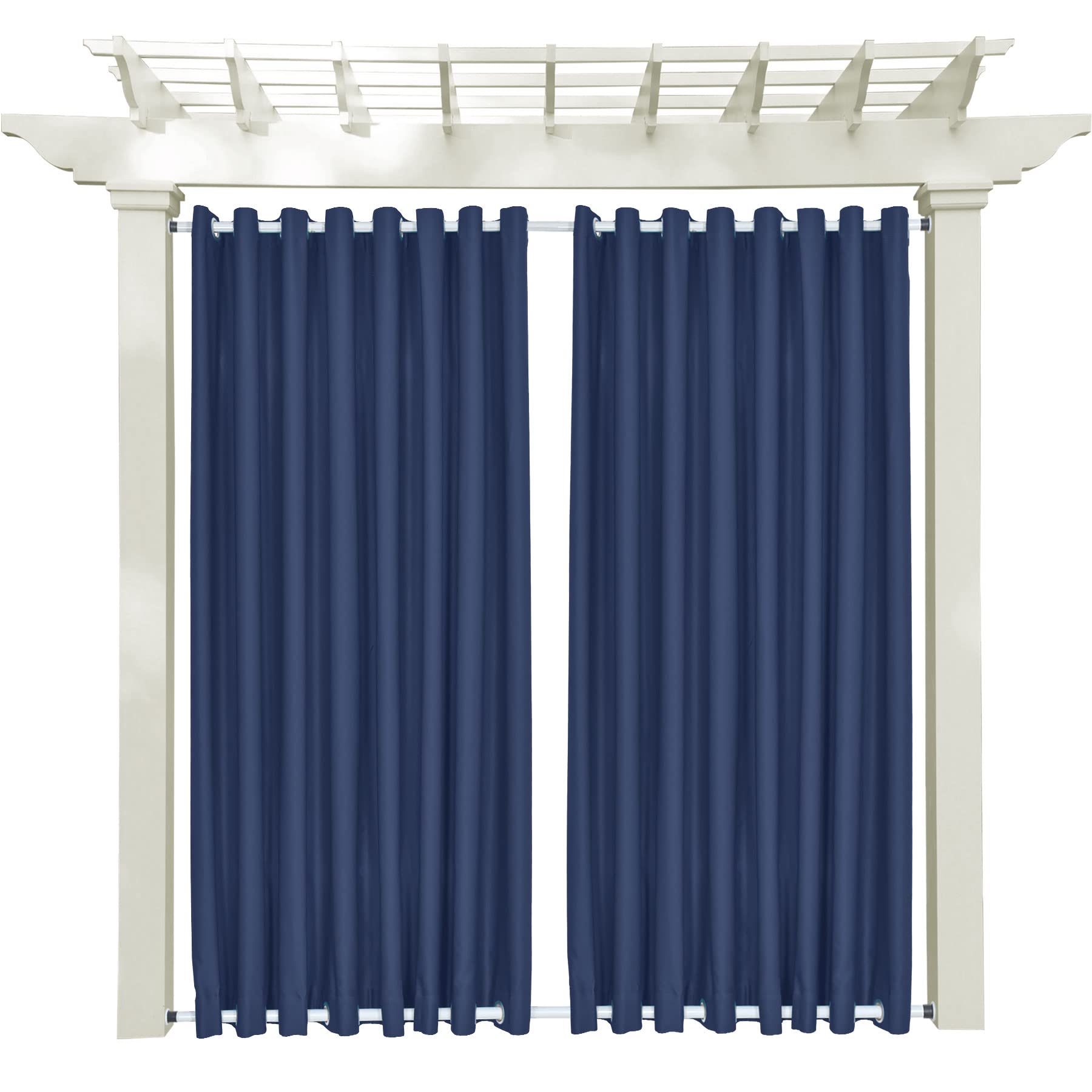 Macochico Outdoor Curtains - Windproof & Waterproof Navy Patio Drapes with Top/Bottom Grommets - 50x96 Inch (2 Panels) for Pergola, Garden, Gazebo, Porch & Cabana - Perfect for Sun Protection, Privacy & Outdoor Decor