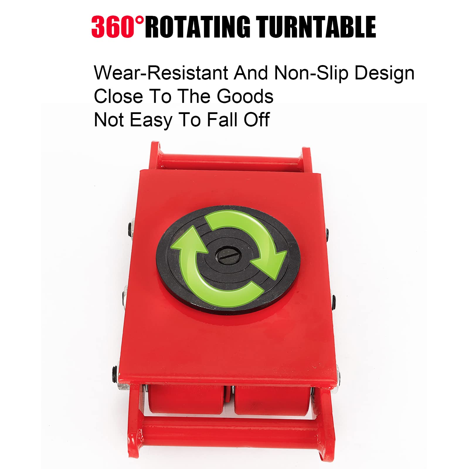8T Heavy Duty Machine Skates - 17600 lbs Capacity Industrial Moving Equipment with 360° Rotation & 6 PU Rollers | Machinery Mover Dolly for Factory, Warehouse & Workshop Relocation (Red)