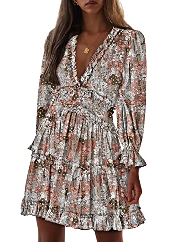 Elegant Floral Print V-Neck Backless Mini Dress for Women - Perfect for Weddings, Parties & Special Occasions (Sizes S-XL)