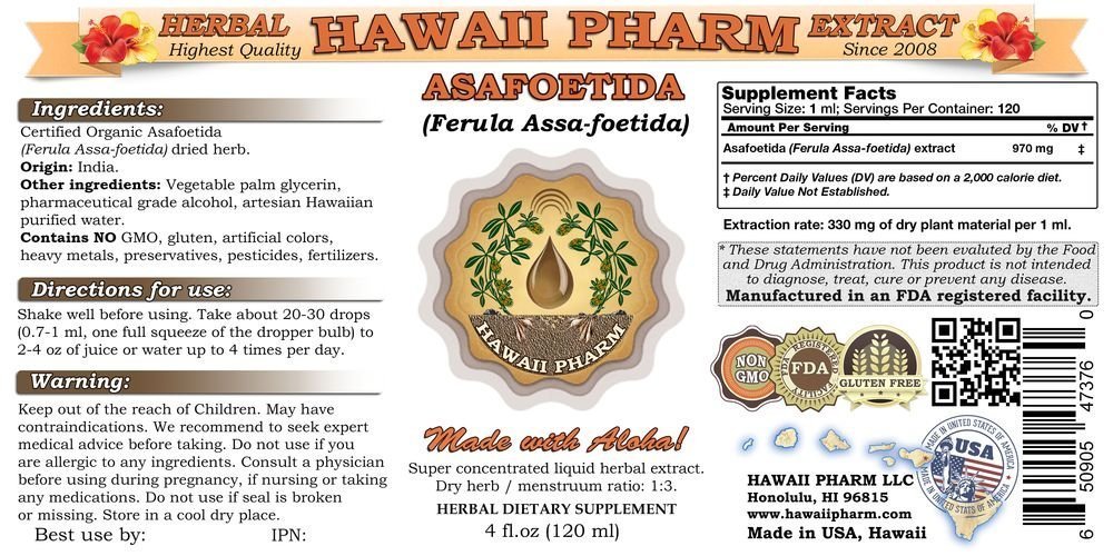 Organic Asafoetida Liquid Extract & Powder Tincture - Ferula Assa-foetida Herbal Supplement (4x4 oz) | Digestive Aid, Vegan Cooking & Ayurvedic Remedies