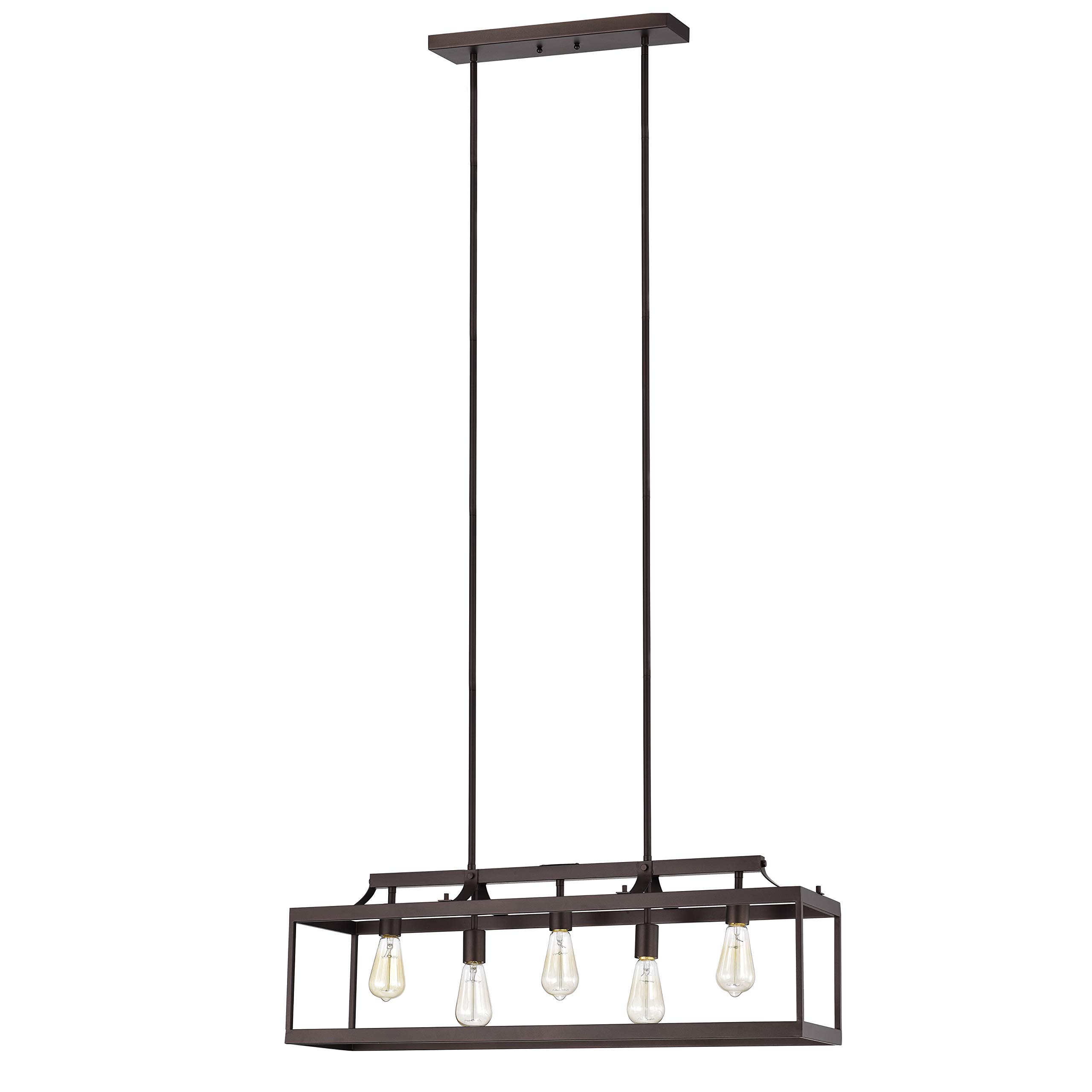 Chloe Lighting IRONCLAD Industrial 5-Light Oil Rubbed Bronze Pendant Light Fixture - 36