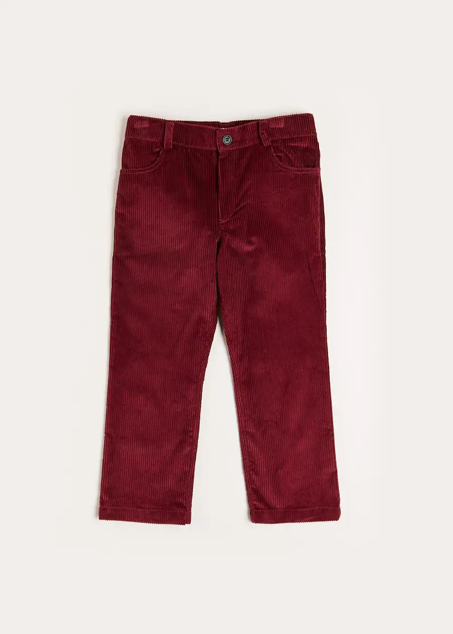 Stylish Burgundy Corduroy Five Pocket Trousers for Kids (4-10 Years) - Perfect for School, Playdates & Casual Outings