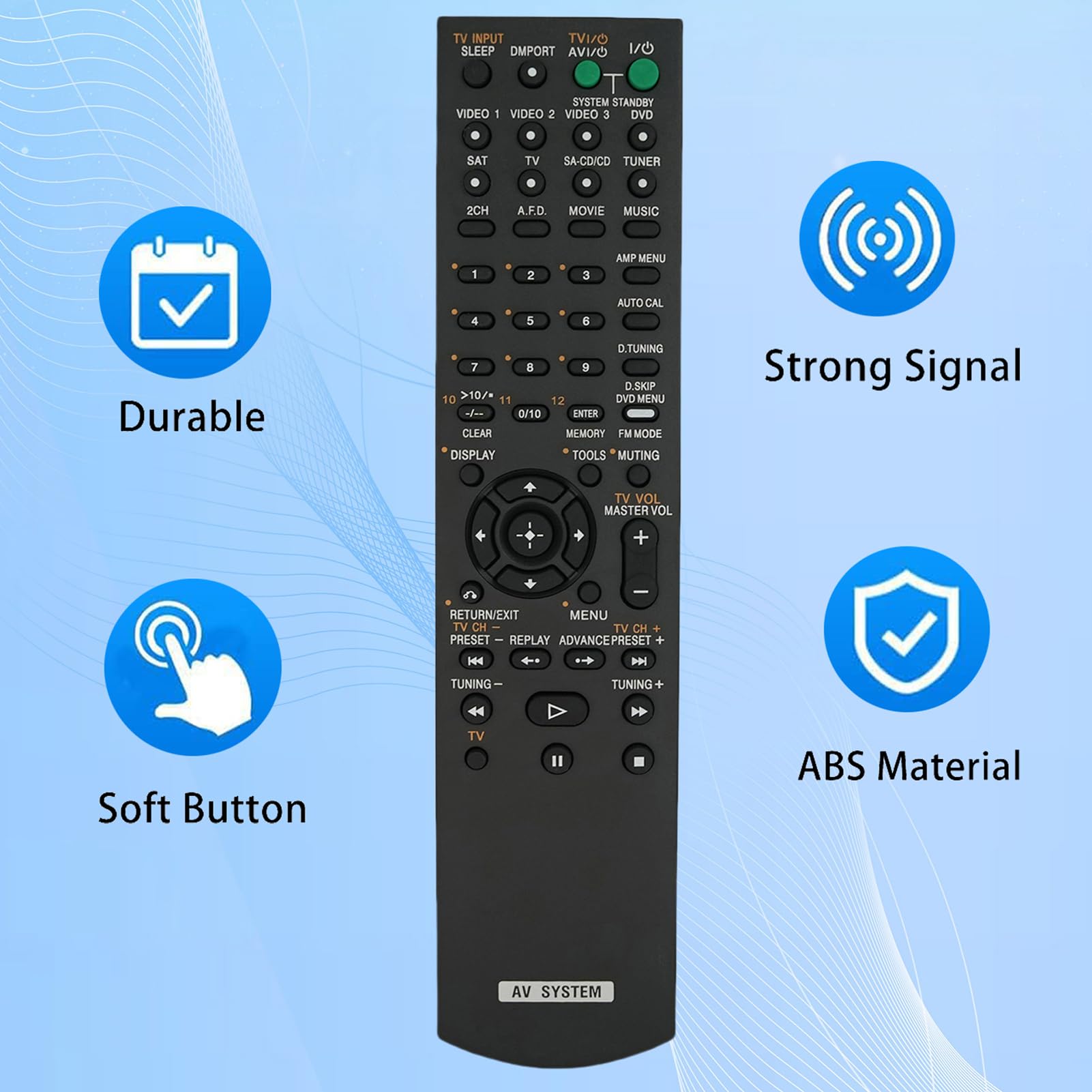 Universal Remote Control Compatible with Sony STR-DG800, RM-AAP023, STR-DA3500ES, STR-DA3600ES - Replacement for Sony Surround Sound AV Receiver - Perfect for Home Theater & Entertainment Systems