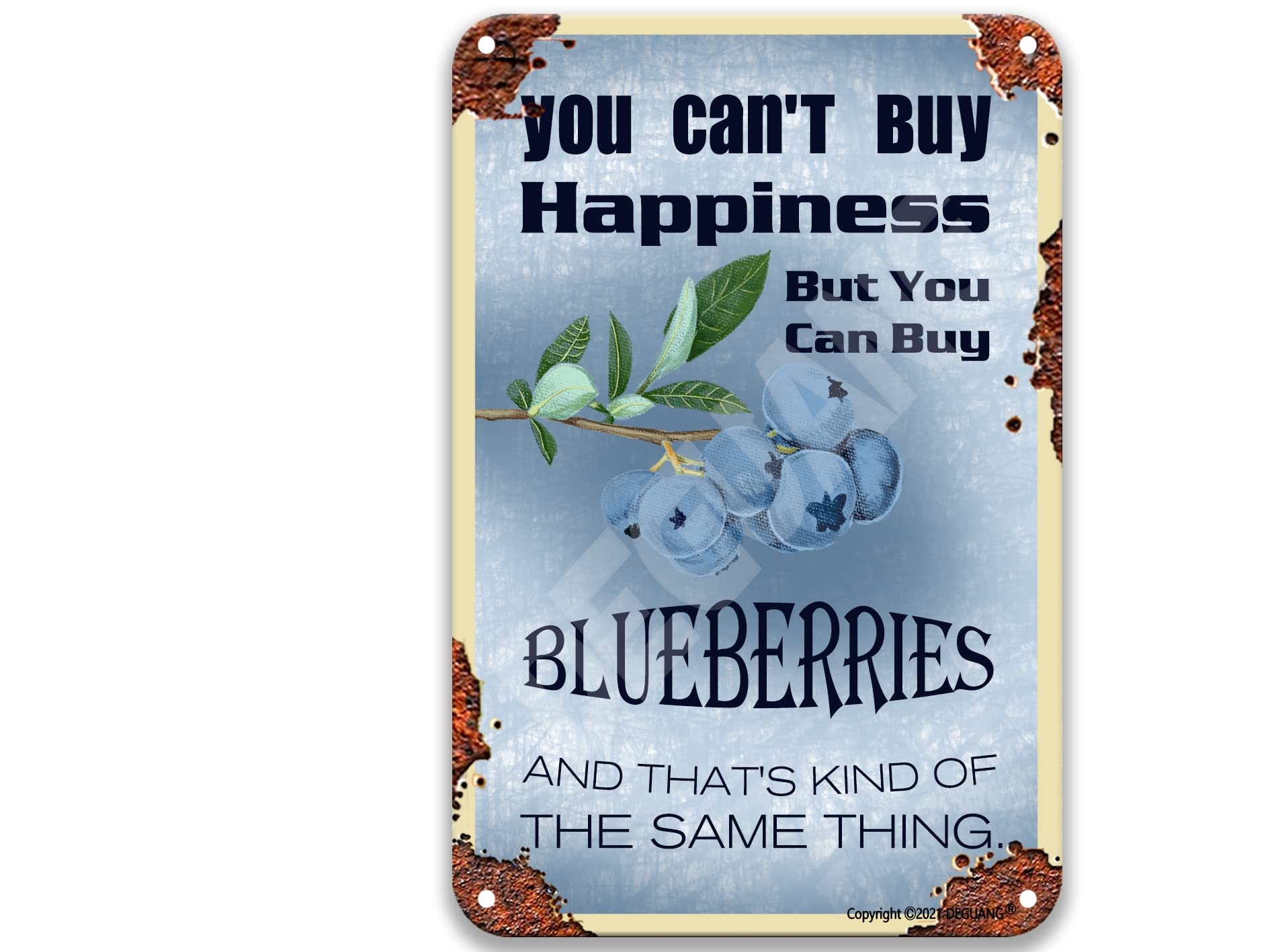 Blueberries Poster Sign - Farmhouse Kitchen Wall Decor 8x12 for Country Style