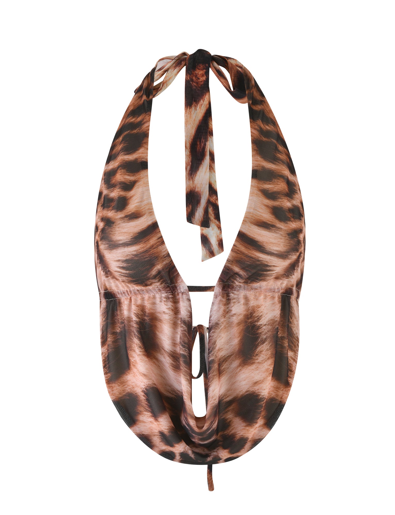 Pearl Top - Neutral Leopard Print & Leopard Haze Pattern Women's Blouse for Casual Wear & Night Out