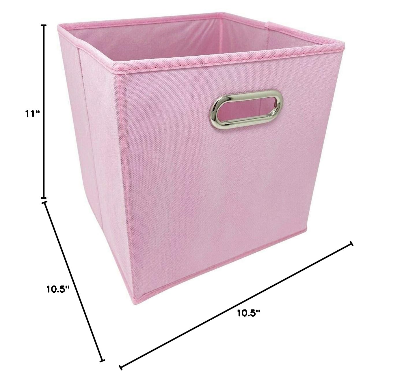 6-Pack Pink Fabric Storage Bins with Metal Handles - 10.5