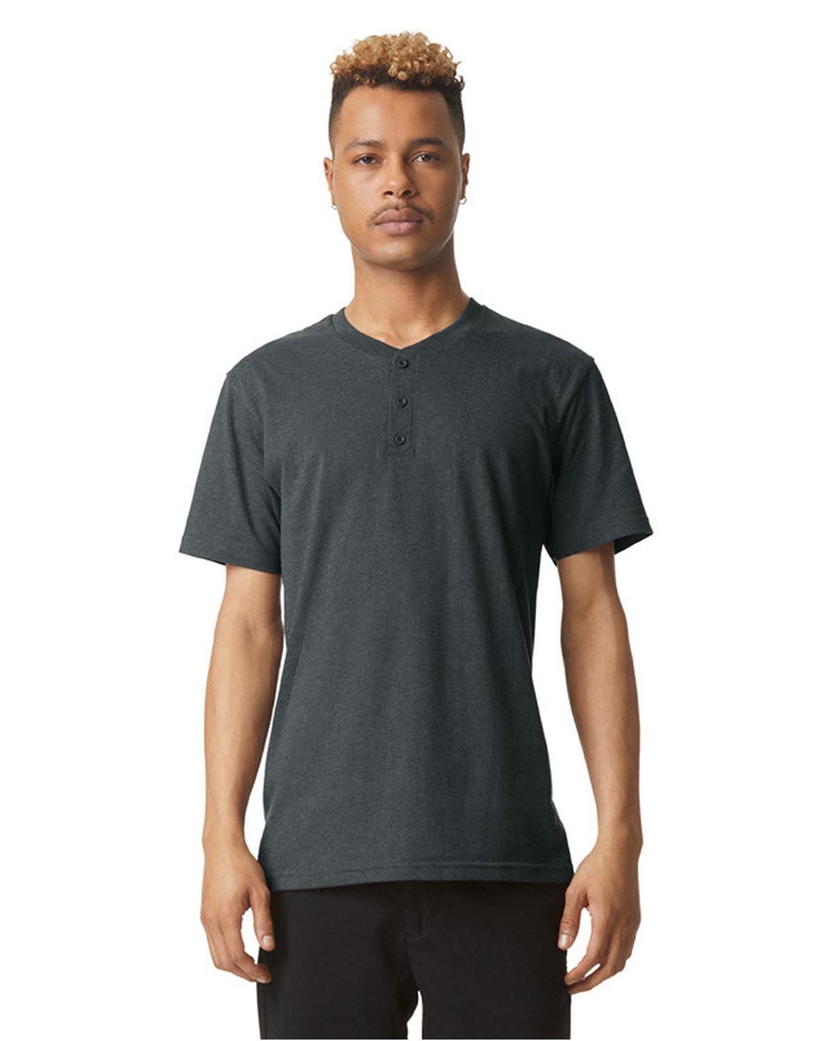 American Apparel 2004CVC Unisex CVC Henley T-Shirt | Soft Cotton Blend Short Sleeve Shirt for Men & Women | Perfect for Casual Wear, Layering & Everyday Outfits