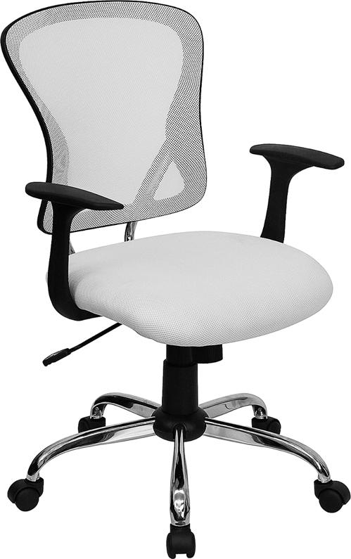 FLASH Alfred Mid Back Black Mesh Swivel Task Office Chair with Chrome Base and Arms - Ergonomic Desk Chair for Home Office, Computer Work & Gaming