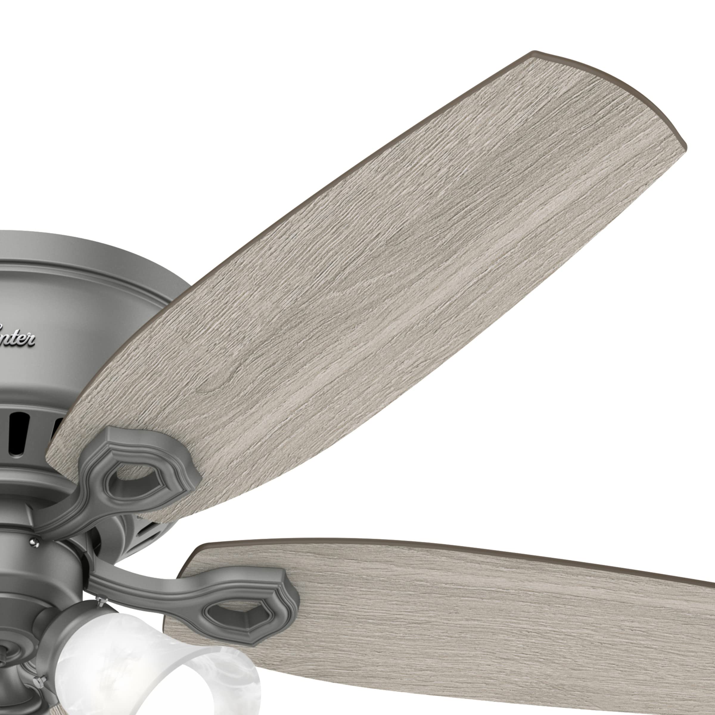Hunter Fan Company 51113 52-Inch Low Profile Ceiling Fan with LED Light Kit - Matte Silver Finish - Pull Chain Control - Perfect for Bedrooms, Living Rooms & Home Offices