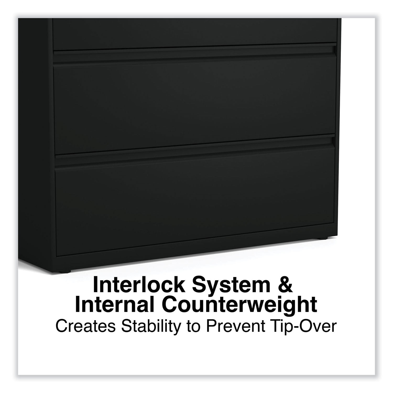 Alera® 3-Drawer Lateral File Cabinet - Legal/Letter/A4/A5 Size - Black - 42