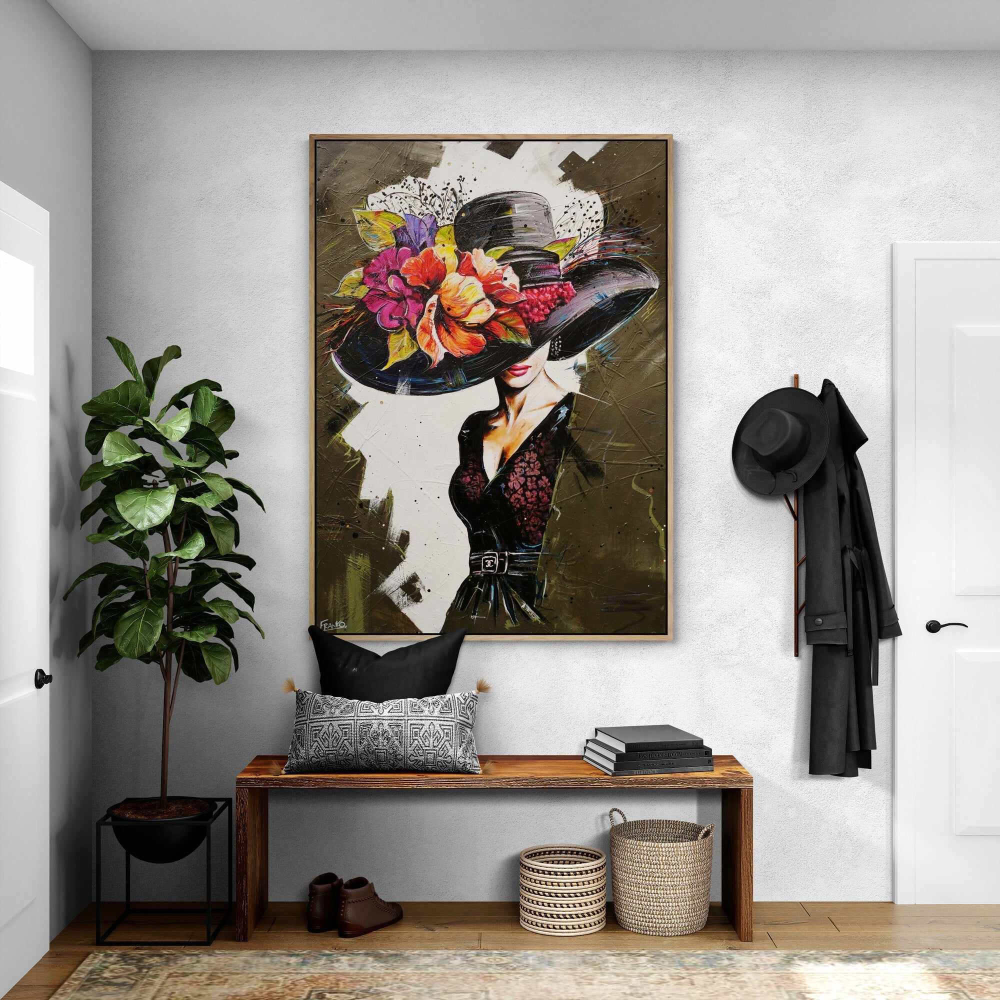Audrey 140cm x 100cm Floral Abstract Realism Textured Canvas Painting - Handmade Wall Art for Living Room, Bedroom & Office Decor