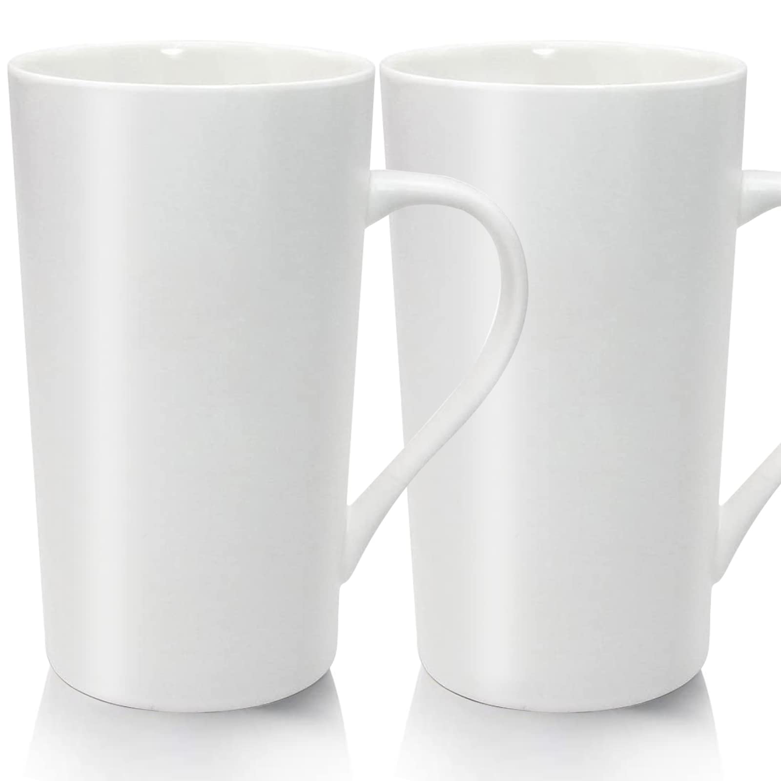 20oz Porcelain Coffee Mugs Set - Large Ceramic Mugs with Handle for Tea, Coffee & Hot Chocolate - Pure White Drinking Cups for Home, Office & Restaurant Use
