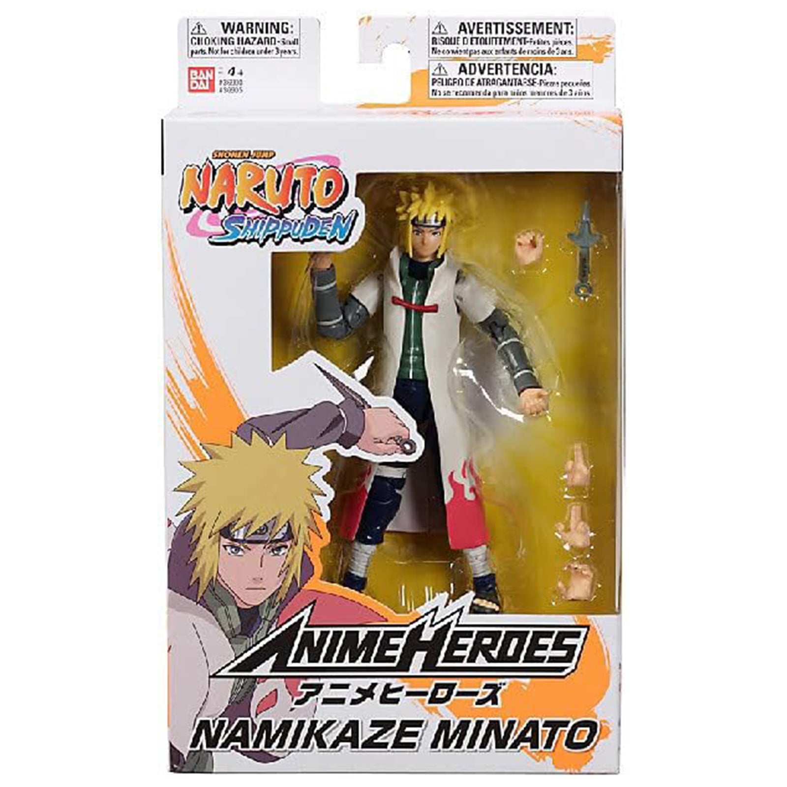 Bandai Anime Heroes Naruto Shippuden Namikaze Minato 6-Inch Action Figure - Collectible Ninja Toy for Anime Fans, Perfect for Display & Role Play Scenes