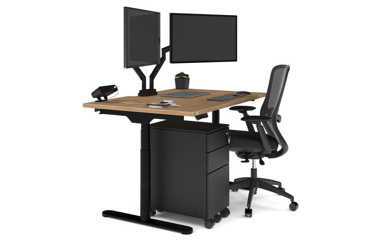 Flexi Premium Height Adjustable Single Workstation Desk - 1200L x 800W with Cable Management Scallop | Ergonomic Standing Desk for Home Office & Workspace