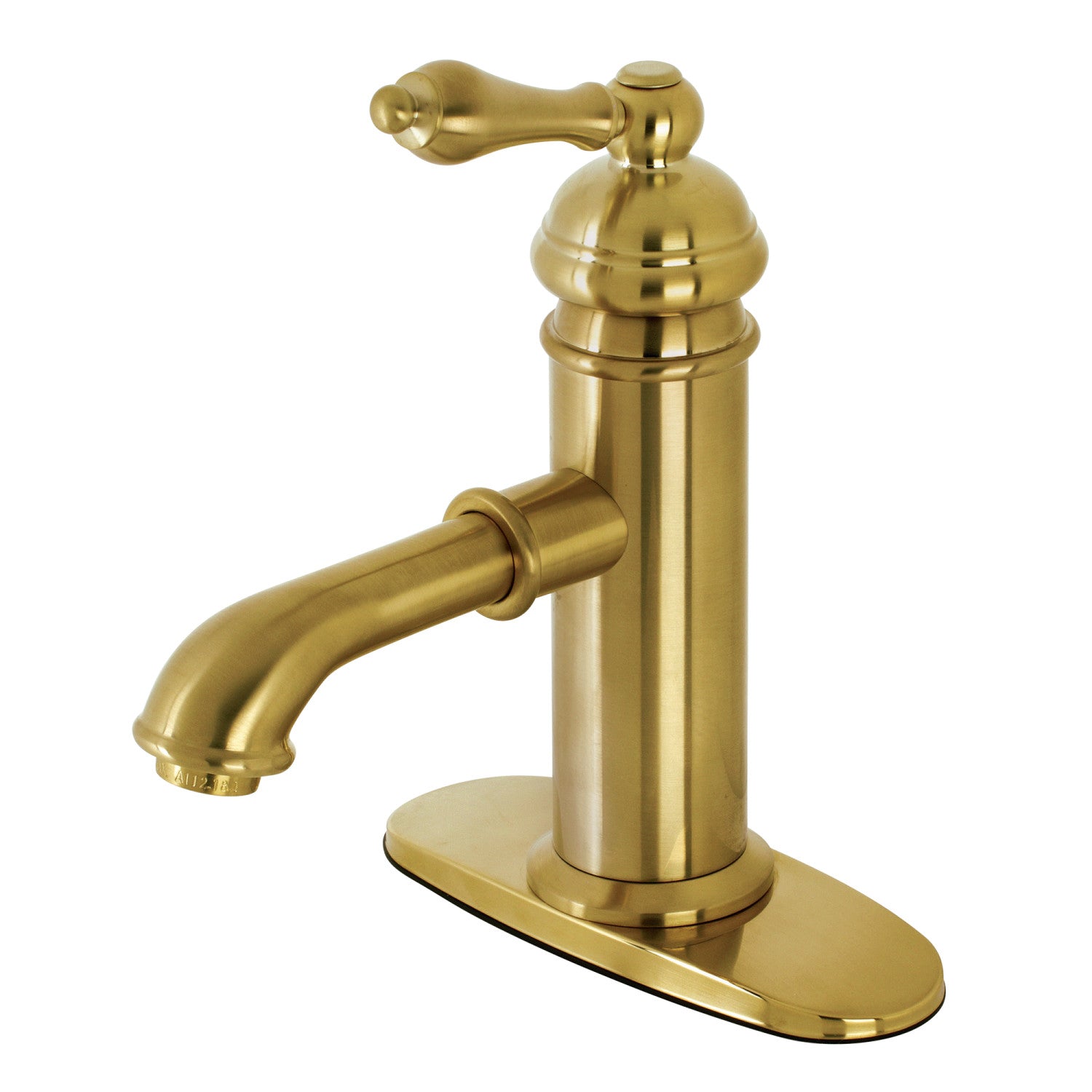 American Classic KS7417ACL Single Handle Bathroom Faucet with Deck Plate & Brass Pop-Up Drain - Brushed Brass Finish for Modern Bathroom Vanity Sinks