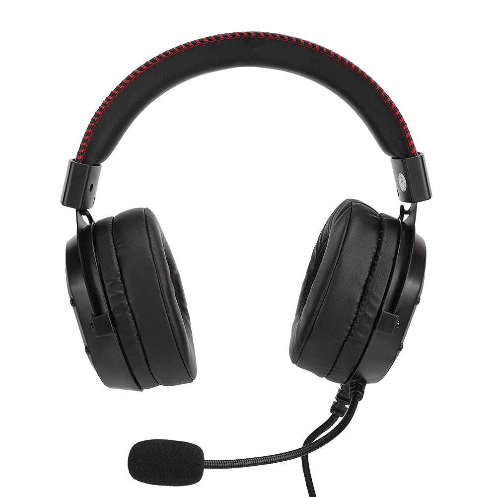 Wired Gaming Headset with RGB Lighting & Noise Cancelling Mic - 3.5mm Wired Headphones with Crystal Clear Audio for PC, Laptop, Xbox, PlayStation - Perfect for Competitive Gaming & Online Meetings (Black & Red)
