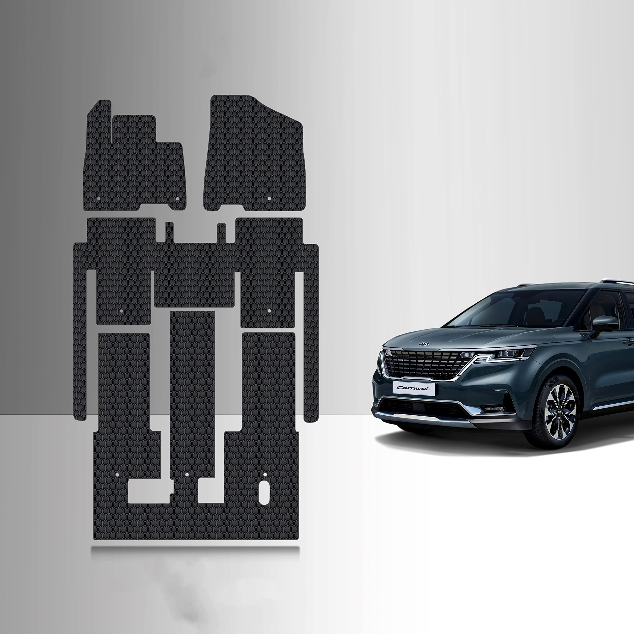 TOUGHPRO All Weather Heavy Duty Black Rubber Floor Mats - 1st, 2nd & 3rd Row Compatible with KIA Carnival 8 Seater (2022-2025 Models) | Perfect for Family Road Trips, Daily Commutes & Outdoor Adventures
