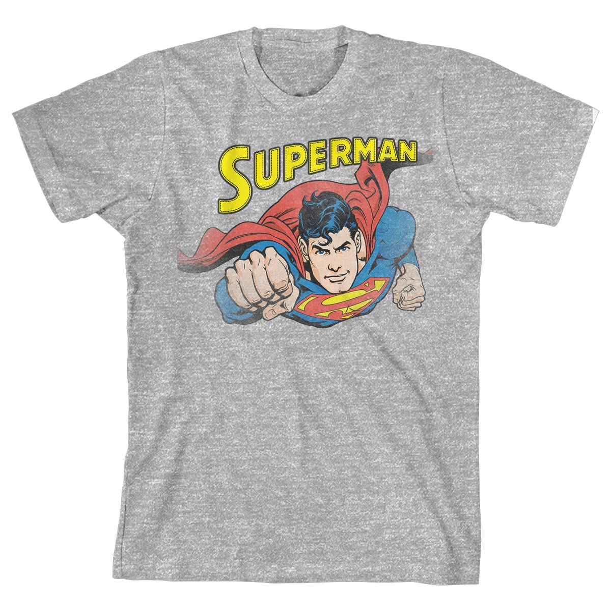 Superman Classic Superhero Graphic Tee for Youth - Soft Cotton Athletic Gray T-Shirt | Perfect for School, Sports & Casual Wear