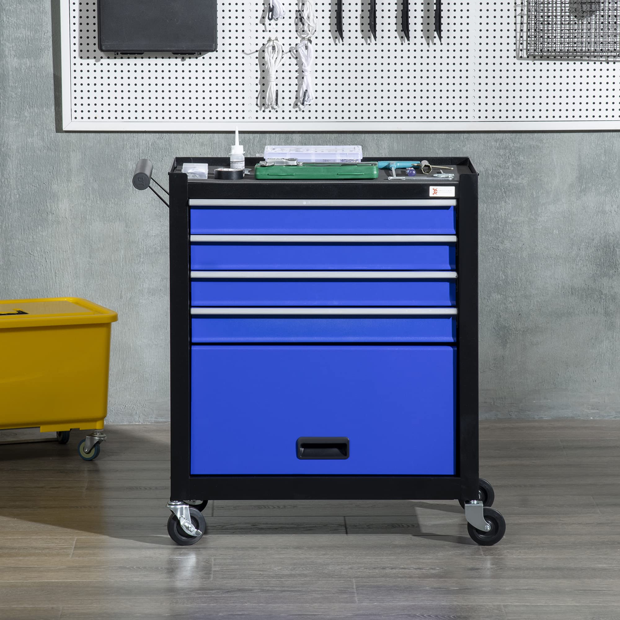 DURHAND 4-Drawer Rolling Tool Chest with Wheels - Heavy Duty Tool Storage Cabinet & Portable Tool Organizer for Garage, Workshop, Factory - Blue - Perfect for Mechanics, DIY Enthusiasts & Professional Tool Organization