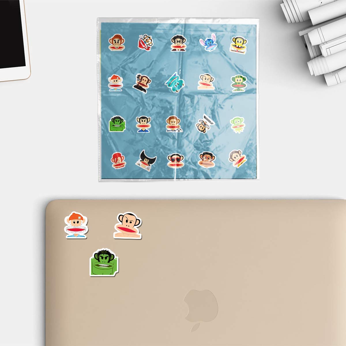 20 PCS Puffy Aesthetic Monkey Vinyl Stickers - Colorful Waterproof Decals for Water Bottles, Laptops, Scrapbooking, Luggage, Skateboards | Perfect for DIY Crafts, School Supplies & Personalizing Belongings