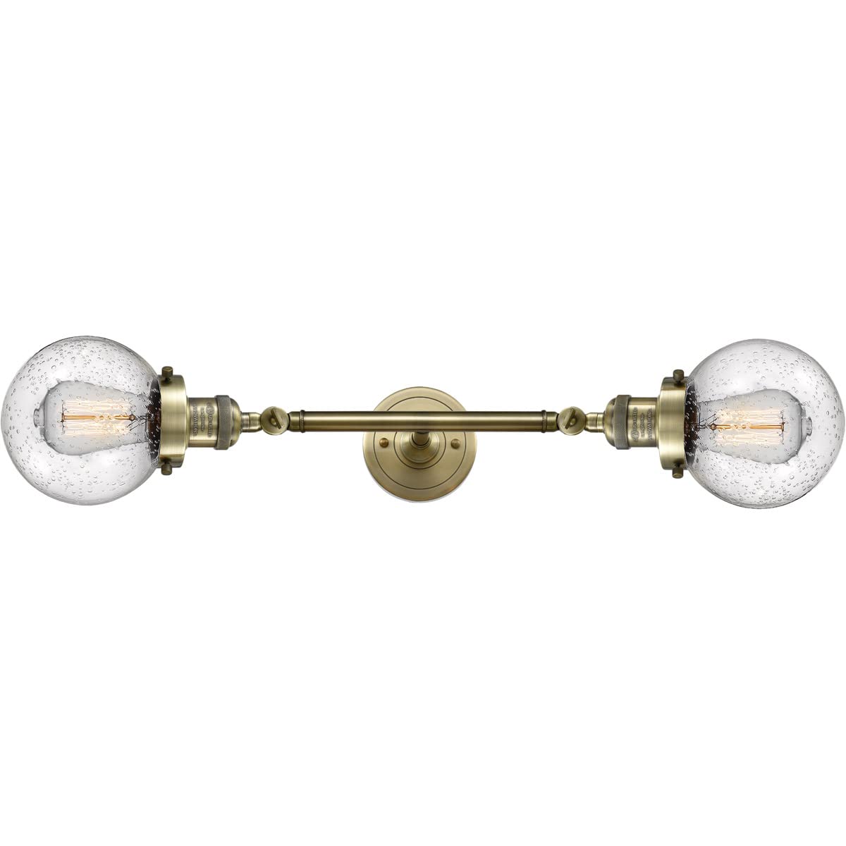 Vintage Dimmable LED Bathroom Light Fixture - 2-Light Antique Brass Finish, Energy Efficient Lighting for Bathroom Vanity or Powder Room