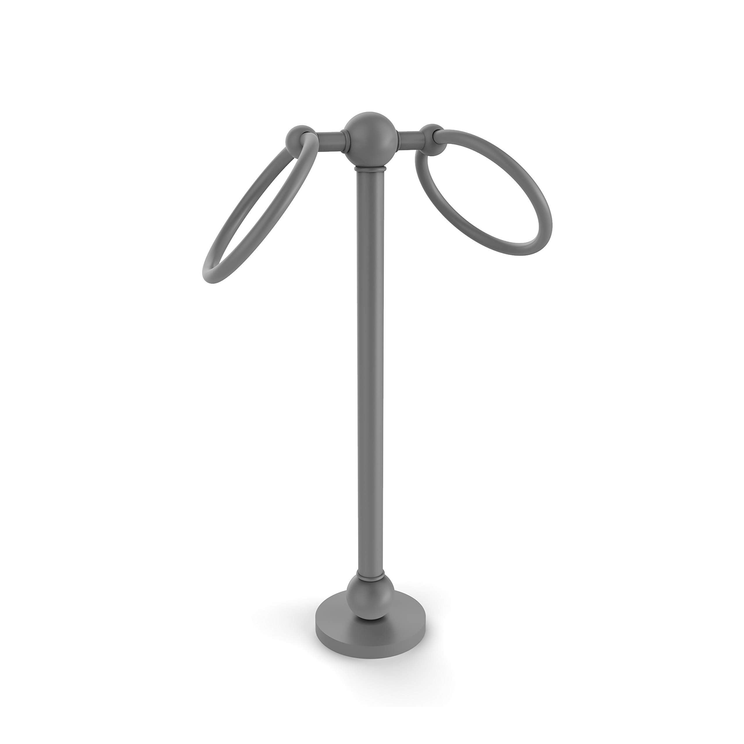 Allied Brass GL-53 Matte Gray 2-Ring Guest Towel Holder for Bathroom Vanity - Perfect for Powder Rooms, Guest Baths & Luxury Hotels