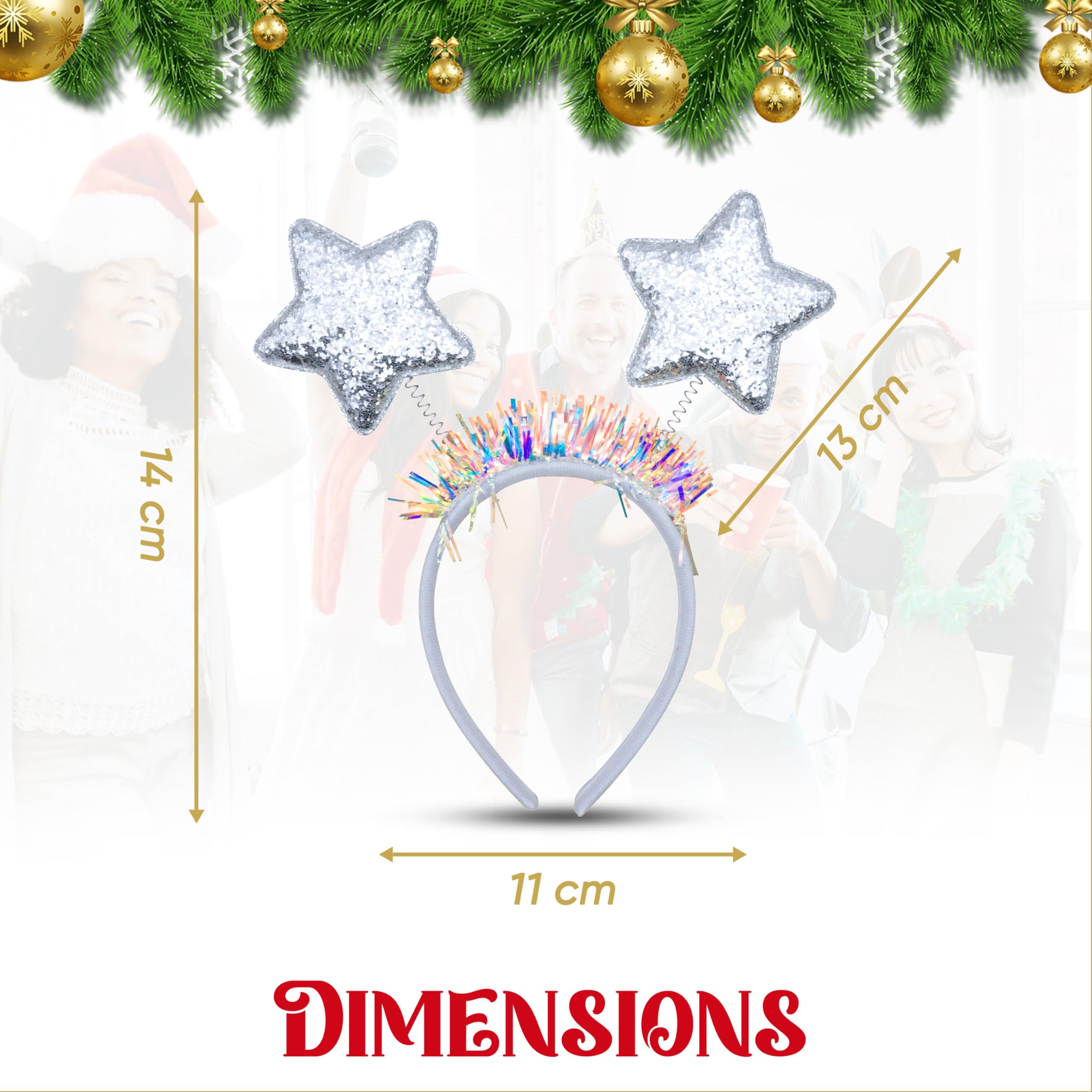 Sparkly Snowflake & Star Christmas Headbands for Women & Girls - Festive Holiday Party Hair Hoops - Perfect for Xmas Celebrations, Office Parties & Family Gatherings